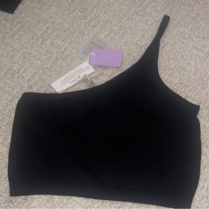 One-Shoulder Black Sports Bra